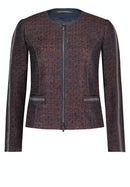 Long Sleeve Blazer - Dark Blue/brown