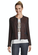 Long Sleeve Blazer - Dark Blue/brown