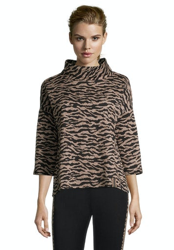 3/4 Sleeve Sweater - Black/camel