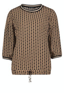 3/4 Sleeve Blouse - Black/camel