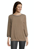 3/4 Sleeve Blouse - Black/camel