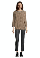 3/4 Sleeve Blouse - Black/camel