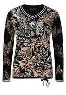 Knitted Check Crew Neck - Black/stone