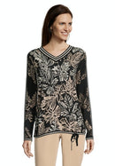 Knitted Check Crew Neck - Black/stone