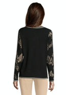 Knitted Check Crew Neck - Black/stone