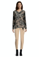 Knitted Check Crew Neck - Black/stone