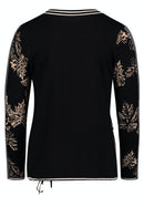 Knitted Check Crew Neck - Black/stone