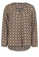 Long Sleeve Blouse - Black/stone