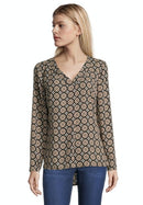 Long Sleeve Blouse - Black/stone
