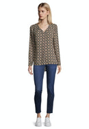 Long Sleeve Blouse - Black/stone