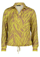 Long Sleeve Print Blouse - Yellow/camel