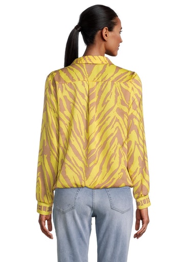 Long Sleeve Print Blouse - Yellow/camel