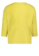 3/4 Sleeve Print Blouse - Yellow/dark Blue