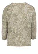3/4 Sleeve Round Neck Jumper - Green/natural