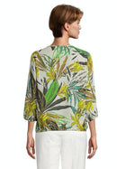 3/4 Sleeve Print Overblouse - Green/green