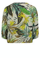 3/4 Sleeve Print Overblouse - Green/green