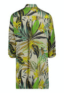 3/4 Sleeve Print Long Blouse - Green/green