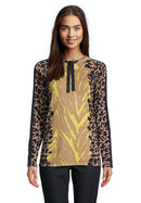 Long Sleeve Print Jumper - Camel/yellow