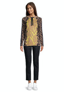 Long Sleeve Print Jumper - Camel/yellow