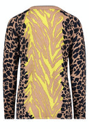 Long Sleeve Print Jumper - Camel/yellow