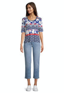 Short Sleeve Printed T-Shirt - Blue/cream