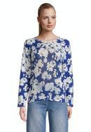Long Sleeve Print Jumper - Blue/cream