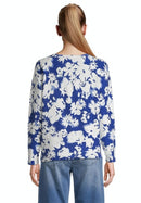 Long Sleeve Print Jumper - Blue/cream