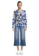 Long Sleeve Print Jumper - Blue/cream