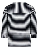 3/4 Sleeve Stripe Sweatshirt - Blue/cream