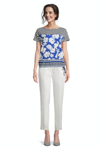 Print & Stripe Shirt - Blue/cream