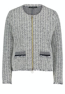 Short Zipped Blazer - Blue/cream