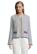 Short Zipped Blazer - Blue/cream
