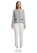 Short Zipped Blazer - Blue/cream