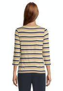 3/4 Sleeve Striped Top - Dark Blue/yellow