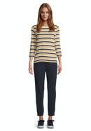 3/4 Sleeve Striped Top - Dark Blue/yellow