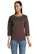 3/4 Sleeve Sweatshirt - Dark Blue/brown