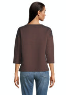 3/4 Sleeve Sweatshirt - Dark Blue/brown