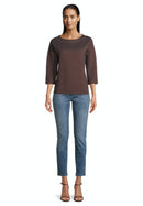 3/4 Sleeve Sweatshirt - Dark Blue/brown