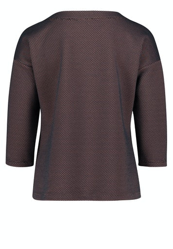3/4 Sleeve Sweatshirt - Dark Blue/brown