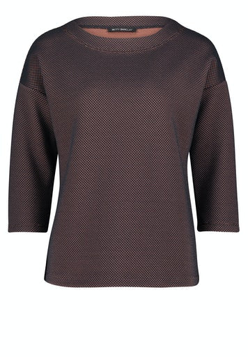3/4 Sleeve Sweatshirt - Dark Blue/brown