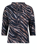 3/4 Sleeve Sweatshirt - Dark Blue/grey