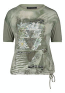 Casual T-shirt - Beige/green