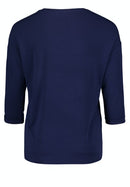 Blouse Top - Dark Blue/beige