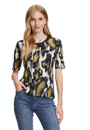 Round Neck Animal Print To - Khaki/beige