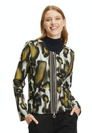 Animal Print Sweat Jacket - Khaki/beige