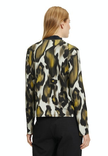 Animal Print Sweat Jacket - Khaki/beige