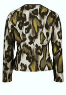 Animal Print Sweat Jacket - Khaki/beige
