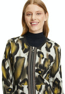 Animal Print Sweat Jacket - Khaki/beige