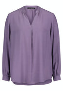 V Neck Long Sleeve Blouse - Mulled Grape