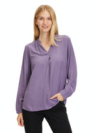 V Neck Long Sleeve Blouse - Mulled Grape
